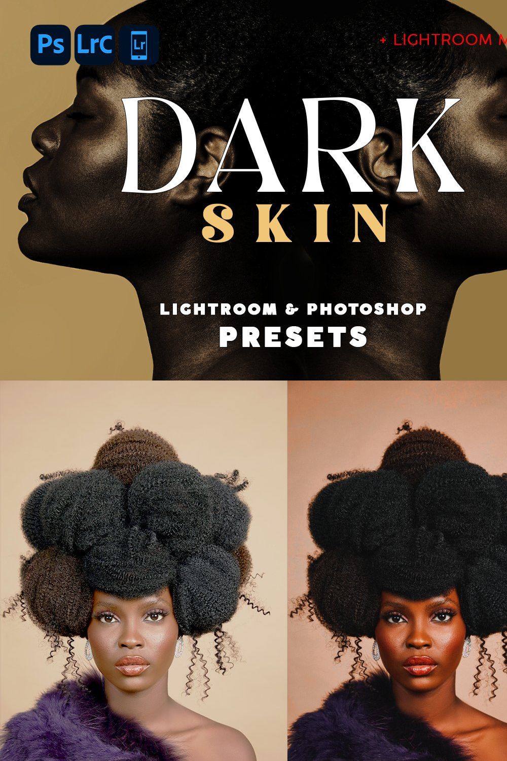 10 Dark Skin - Lightroom Presets pinterest preview image.