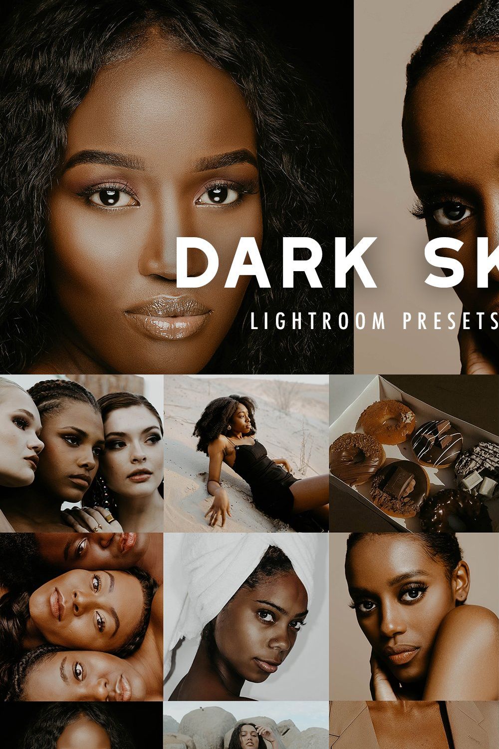 10 DARK SKIN LIGHTROOM PRESETS pinterest preview image.