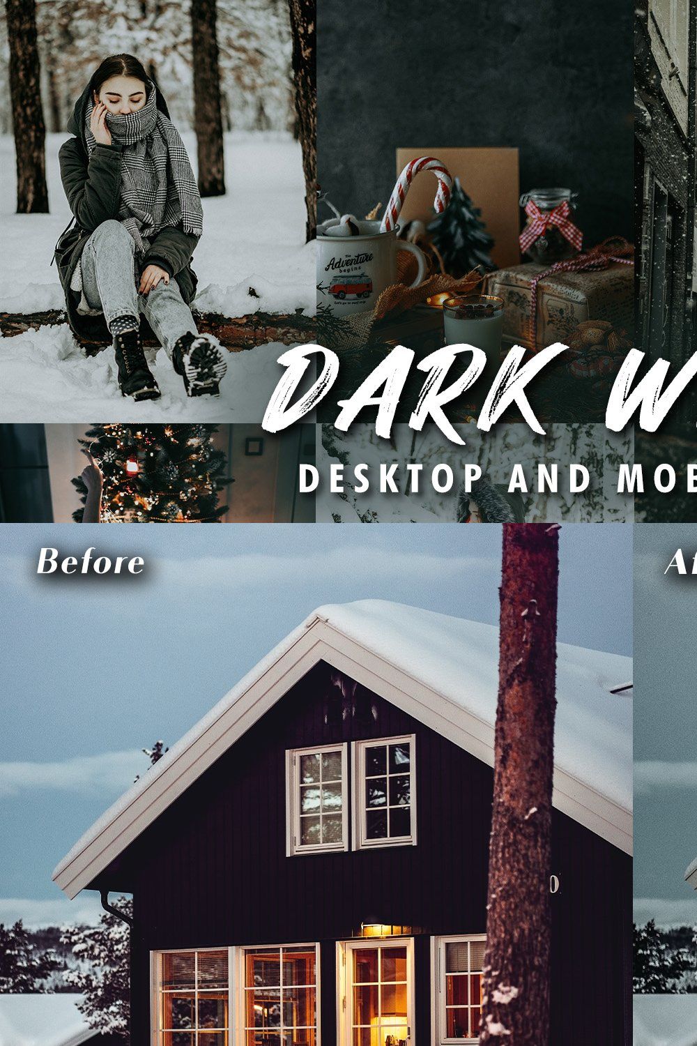 10 Dark Winter Lightroom Presets pinterest preview image.