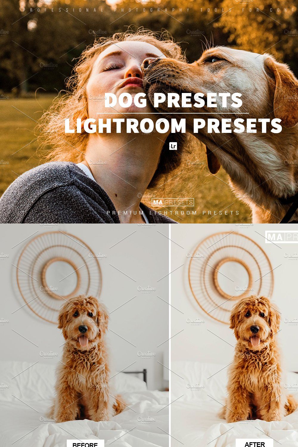 10 DOG Lightroom Presets pinterest preview image.