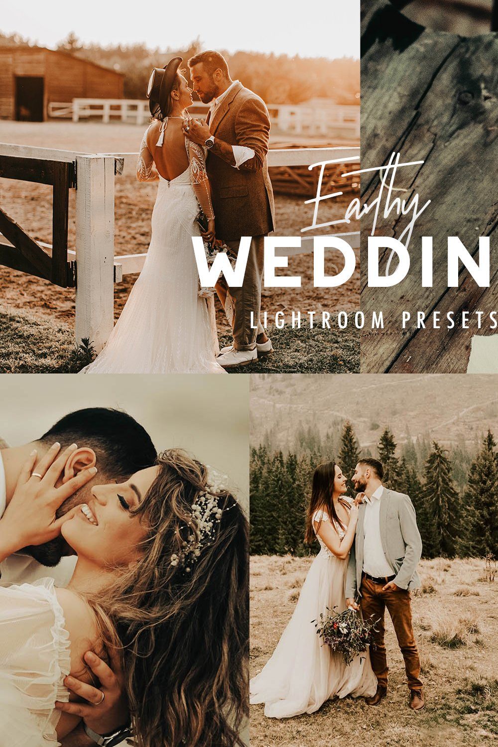 10 EARTHY WEDDING LIGHTROOM PRESETS pinterest preview image.