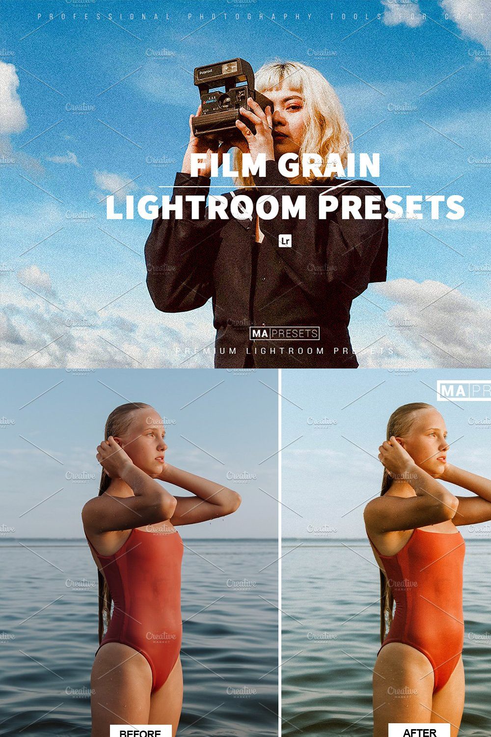 10 FILM GRAIN Lightroom Presets pinterest preview image.