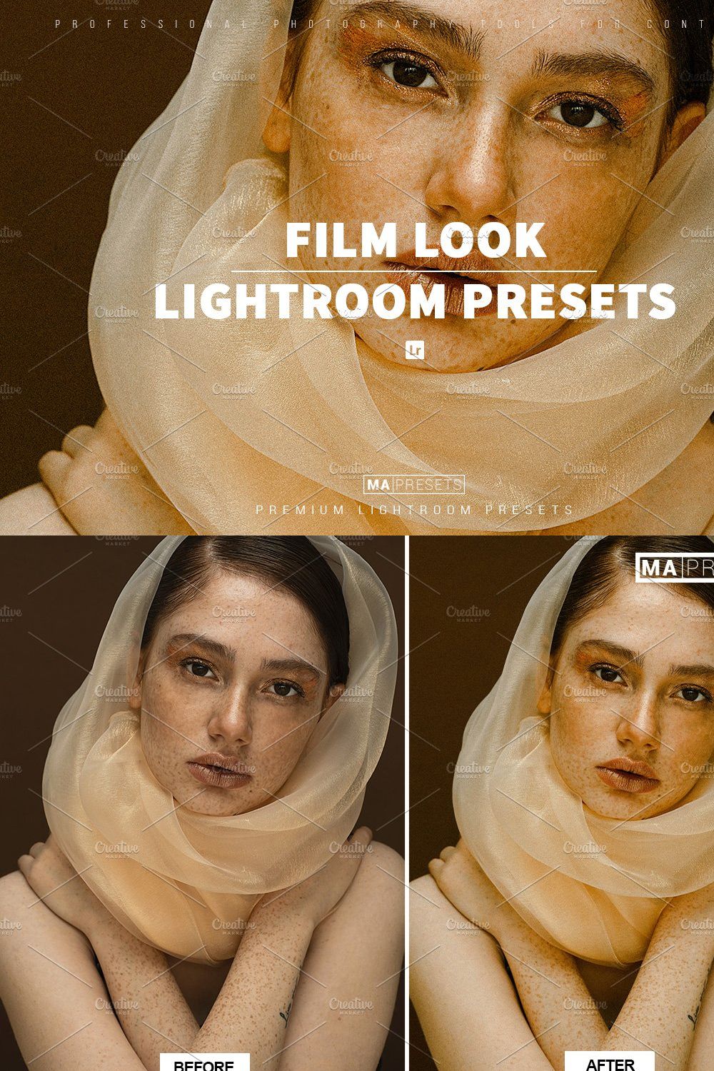 10 FILM LOOK Lightroom Presets pinterest preview image.