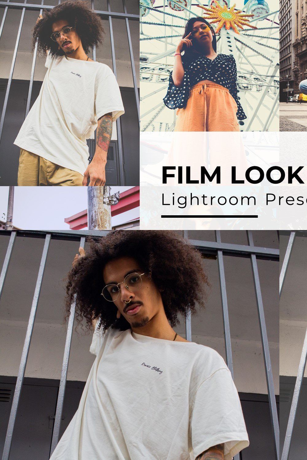 10+ Film Look Lightroom Presets pinterest preview image.