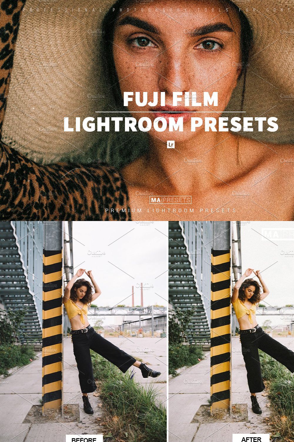 10 FUJI FILM LOOK Lightroom Presets pinterest preview image.