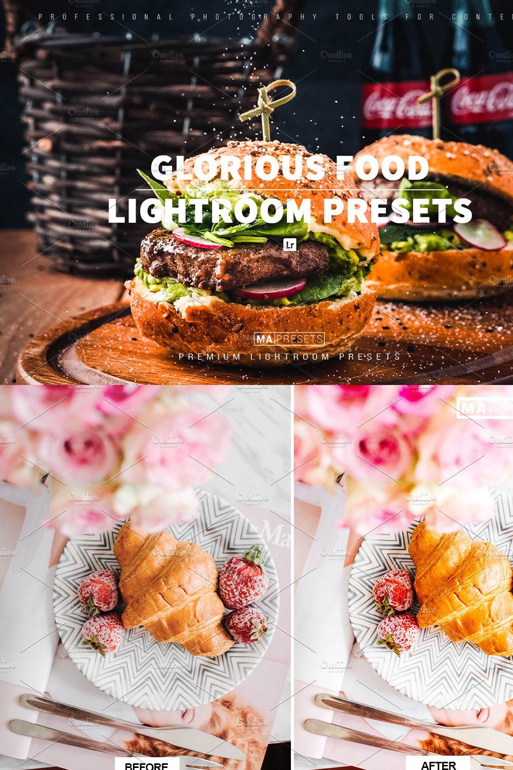 10 GLORIOUS FOOD Lightroom Presets pinterest preview image.