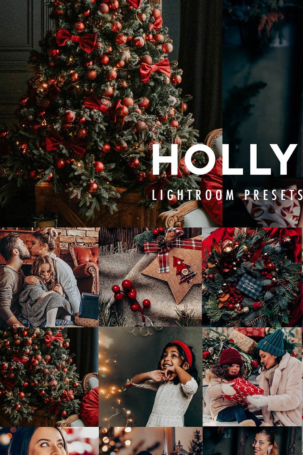 10 HOLLY CHRISTMAS LIGHTROOM PRESETS pinterest preview image.