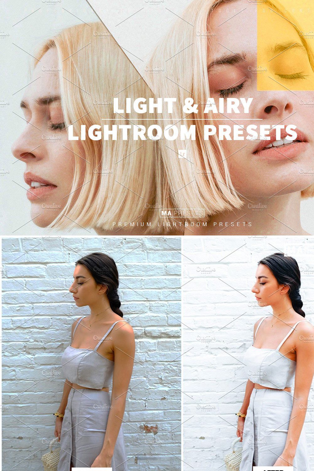 10 LIGHT & AIRY Lightroom Presets pinterest preview image.