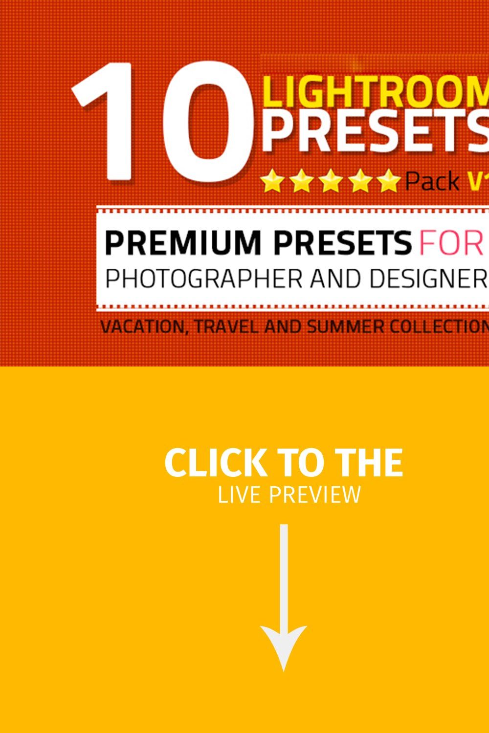 10 Lightroom Presets Pack pinterest preview image.