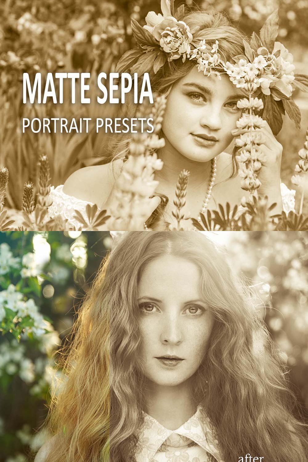 10 Matte Sepia Portrait Presets pinterest preview image.
