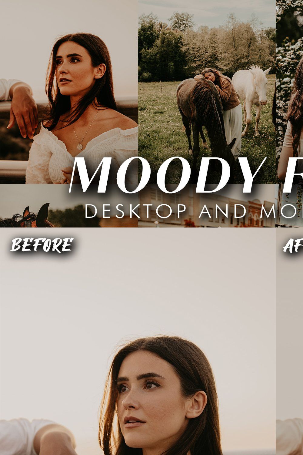 10 Moody Rustic Lightroom Presets pinterest preview image.