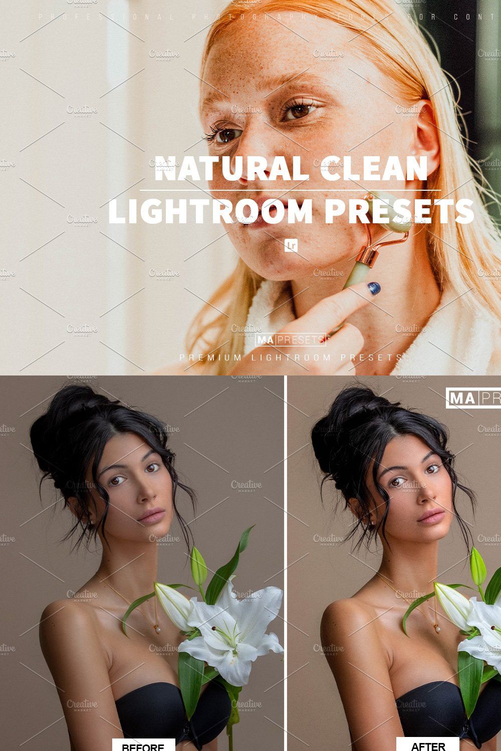 10 NATURAL CLEAN Lightroom Presets pinterest preview image.