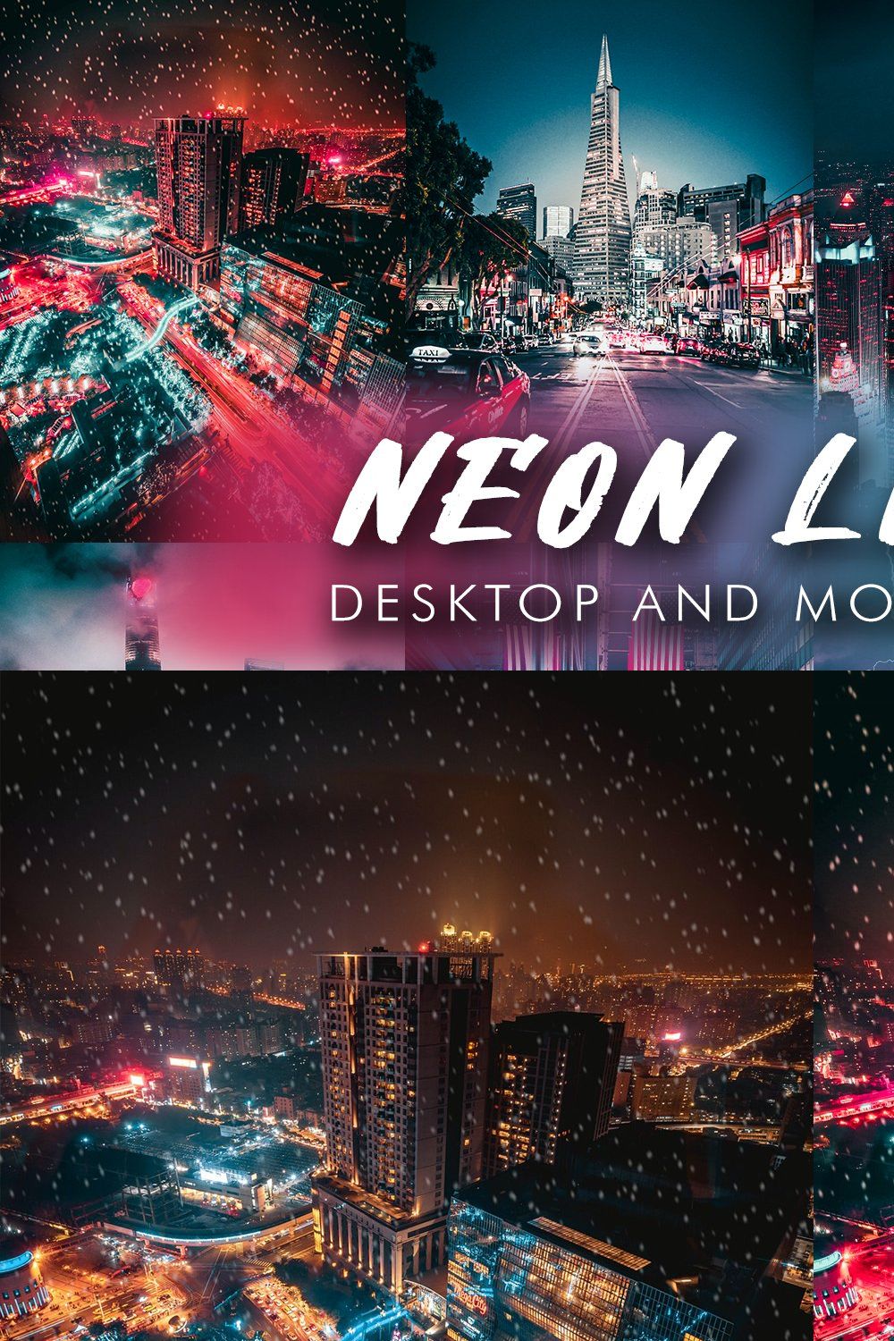 10 Neon Lights Lightroom Presets pinterest preview image.