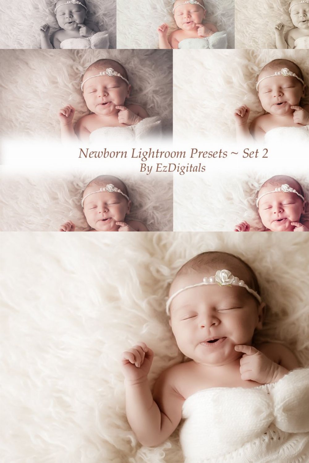 10 Newborn Lightroom Presets pinterest preview image.