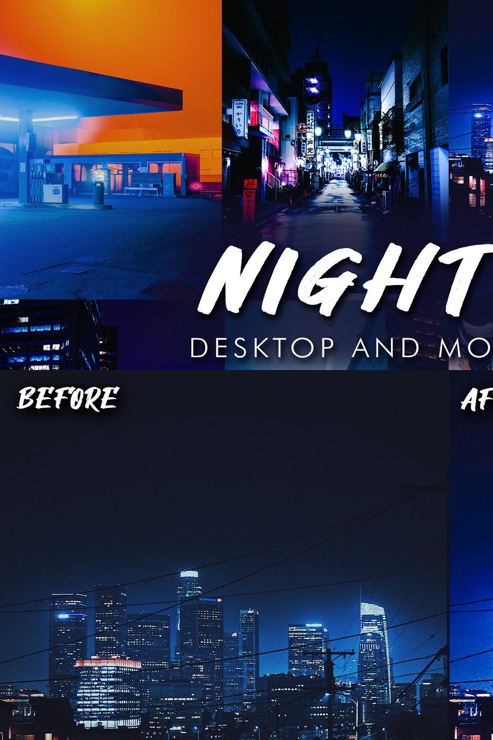 10 Night City Lightroom Presets pinterest preview image.