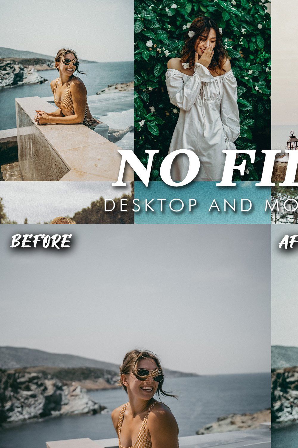 10 No Filter Lightroom Presets pinterest preview image.