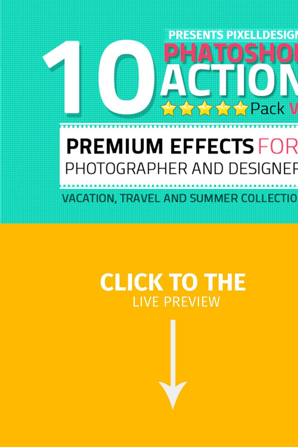 10 Photoshop Action Pack pinterest preview image.