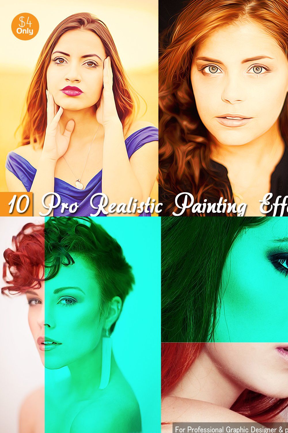 10 Pro Realistic Painting Effects pinterest preview image.