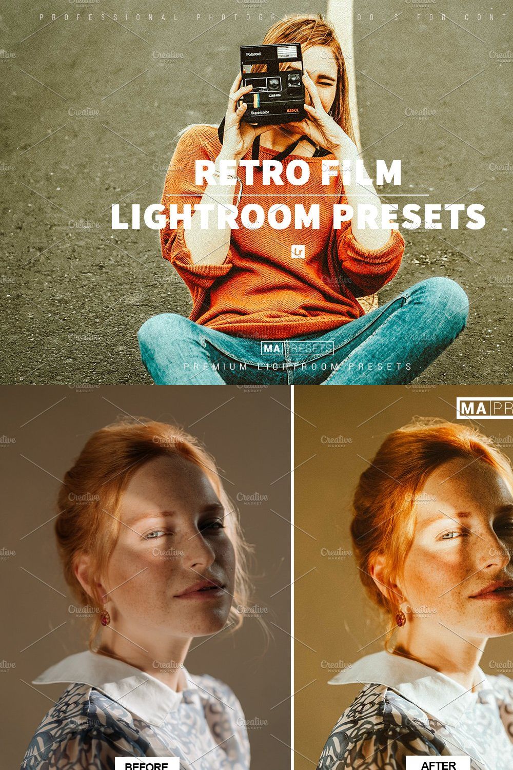 10 RETRO FILM Lightroom Presets pinterest preview image.