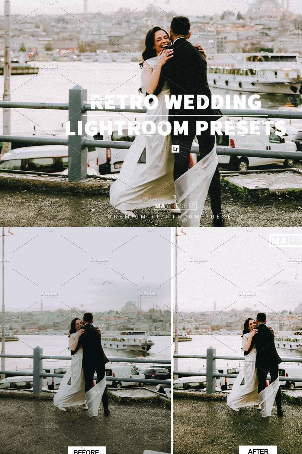 10 RETRO WEDDING Lightroom Presets pinterest preview image.