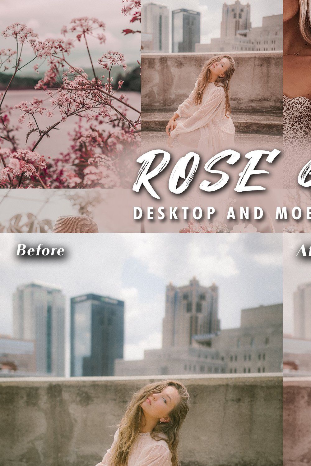 10 Rose Gold Lightroom Presets pinterest preview image.