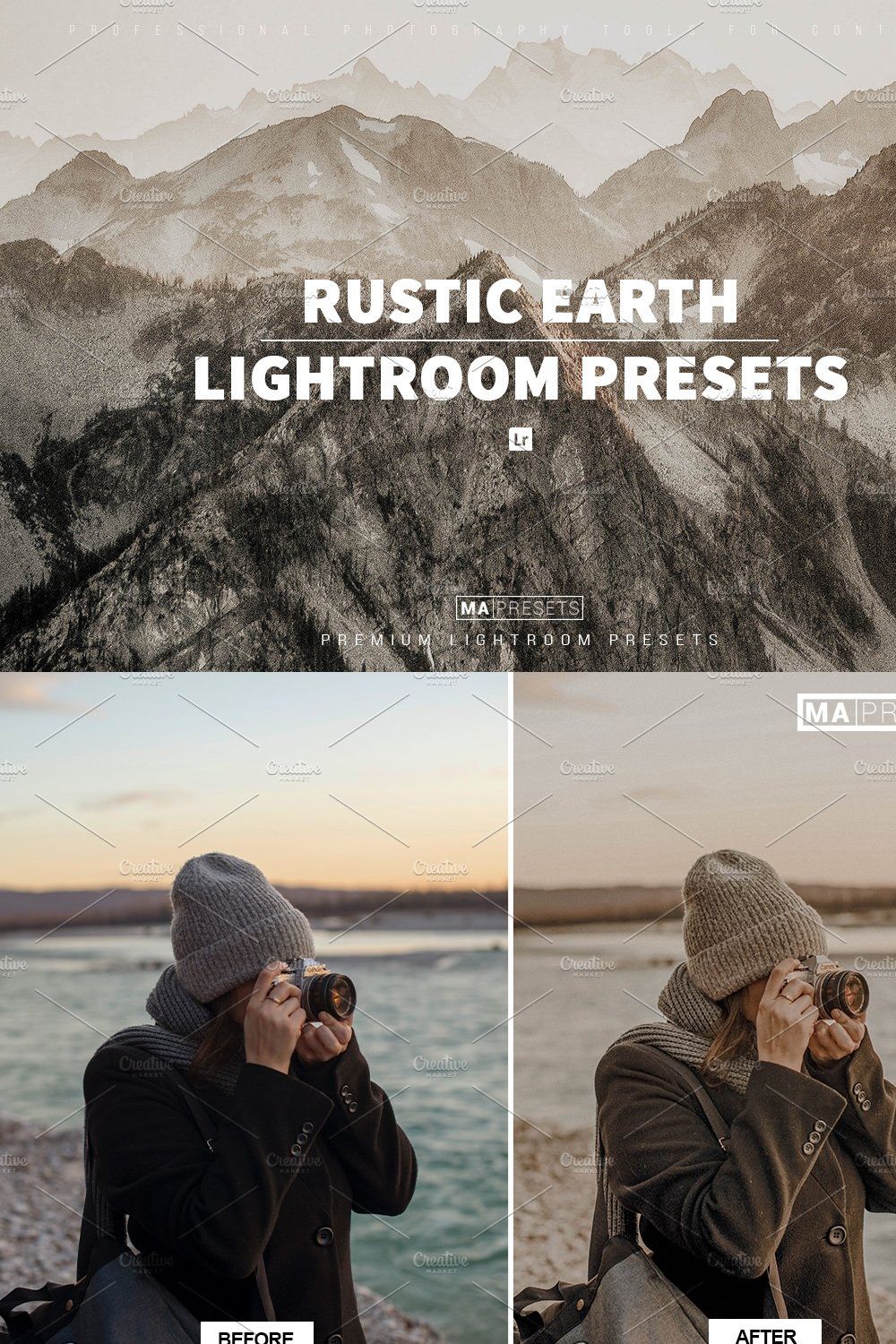 10 RUSTIC EARTH Lightroom Presets pinterest preview image.