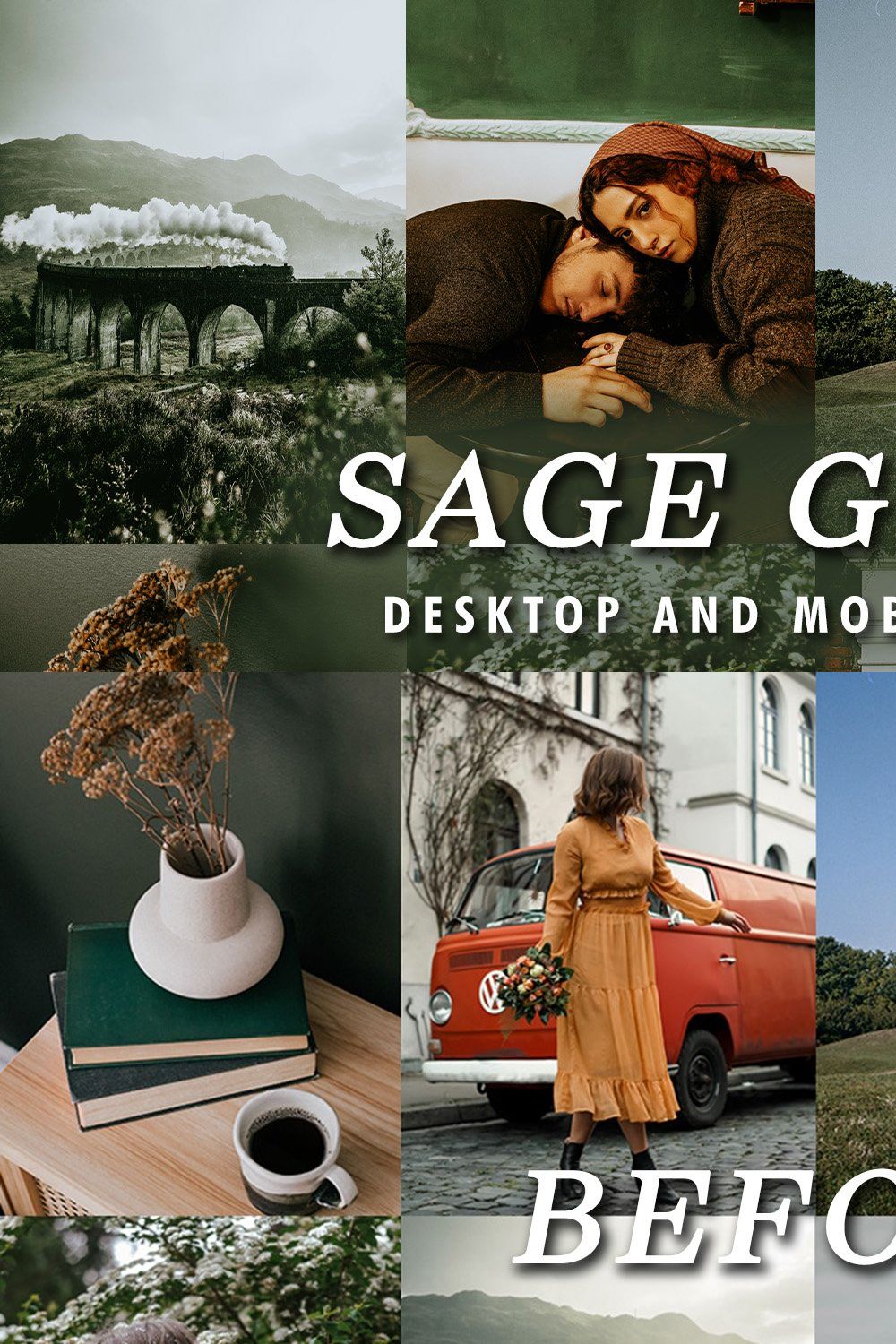 10 Sage Green Lightroom Presets pinterest preview image.