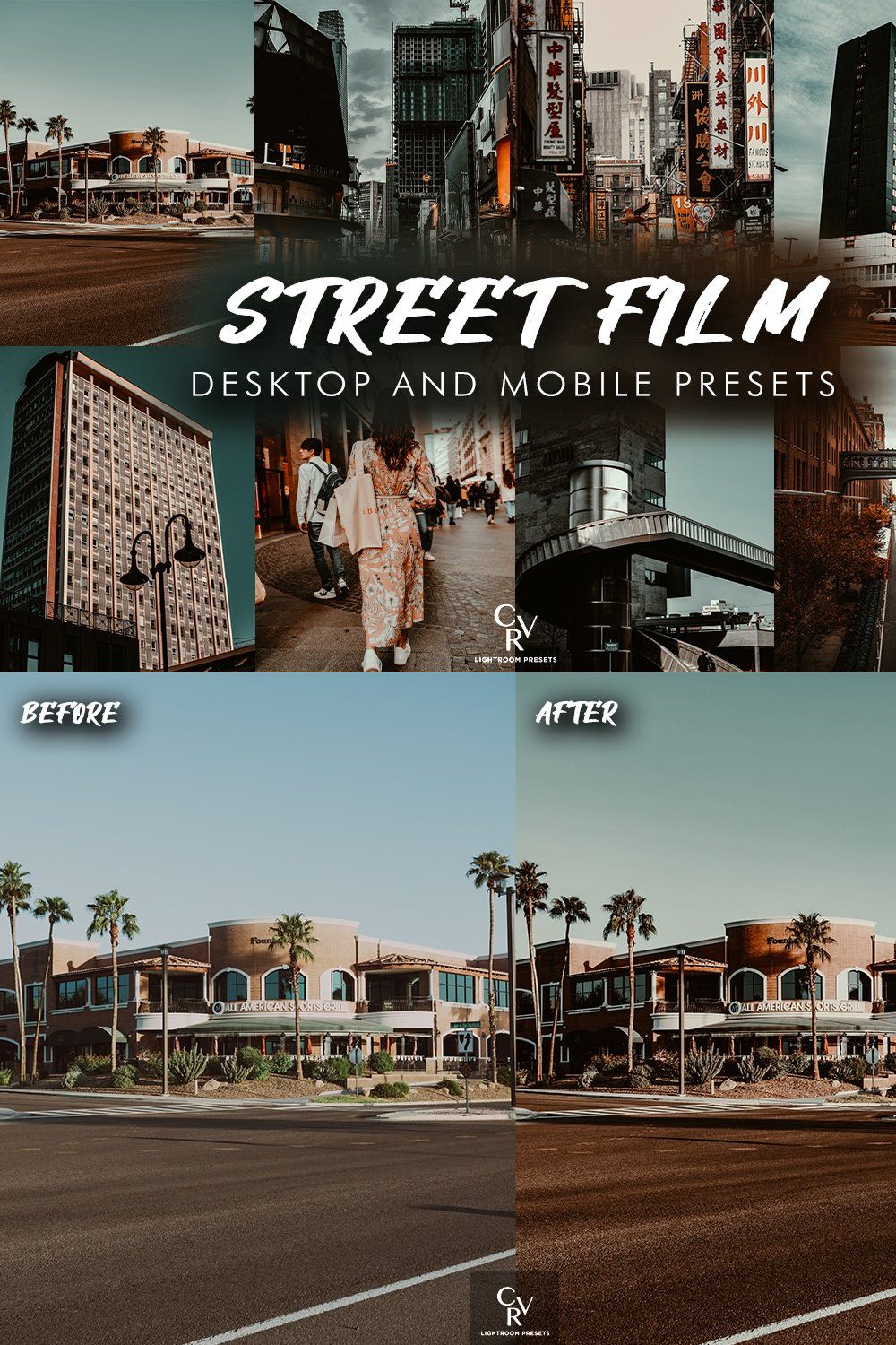 10 Street Film Lightroom Presets pinterest preview image.