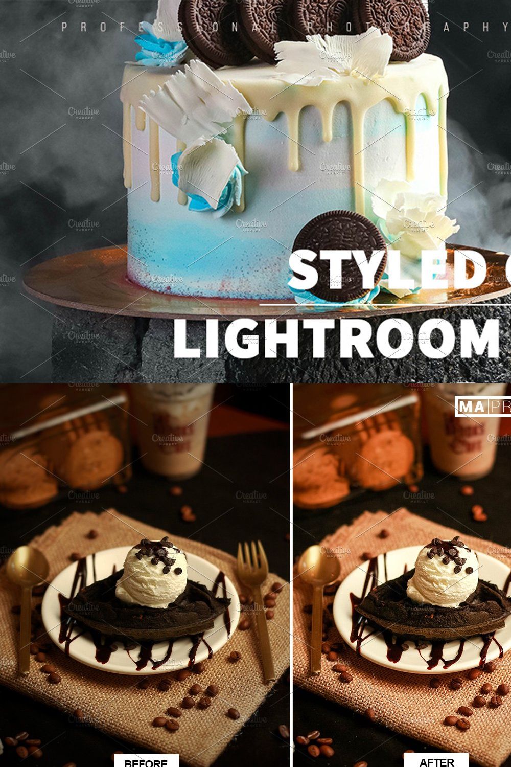 10 STYLED CAKE Lightroom Presets pinterest preview image.