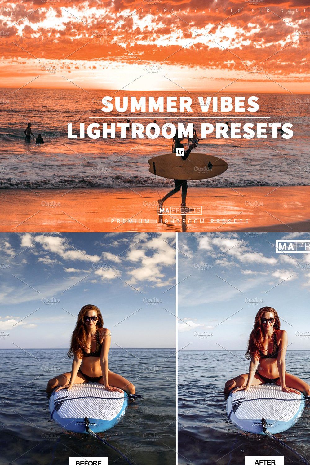 10 SUMMER VIBES Lightroom Presets pinterest preview image.