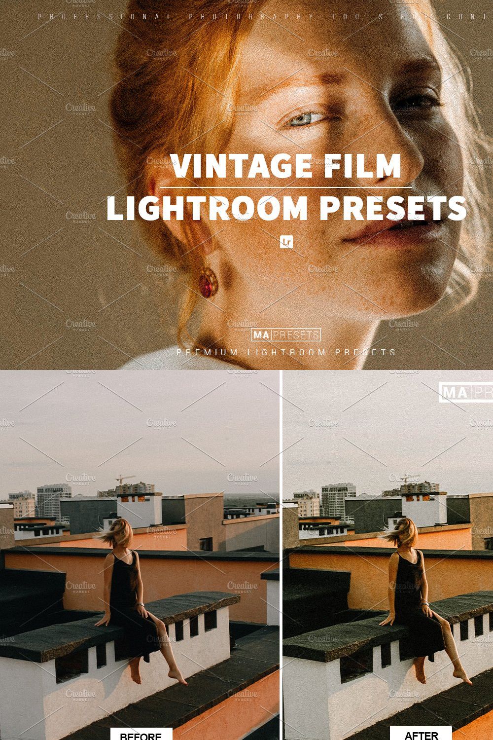 10 VINTAGE FILM Lightroom Presets pinterest preview image.