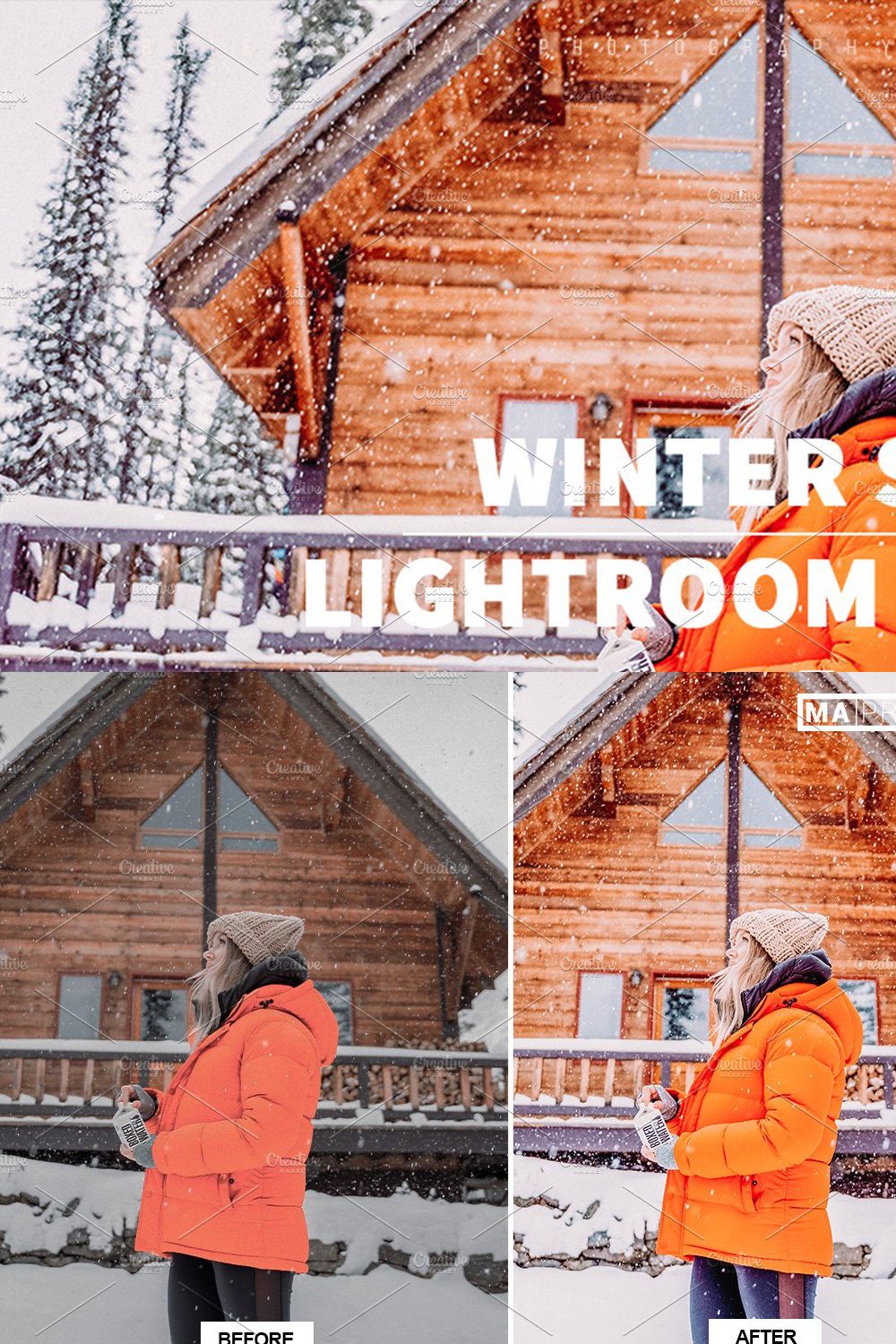 10 WINTER SNOW Lightroom Presets pinterest preview image.