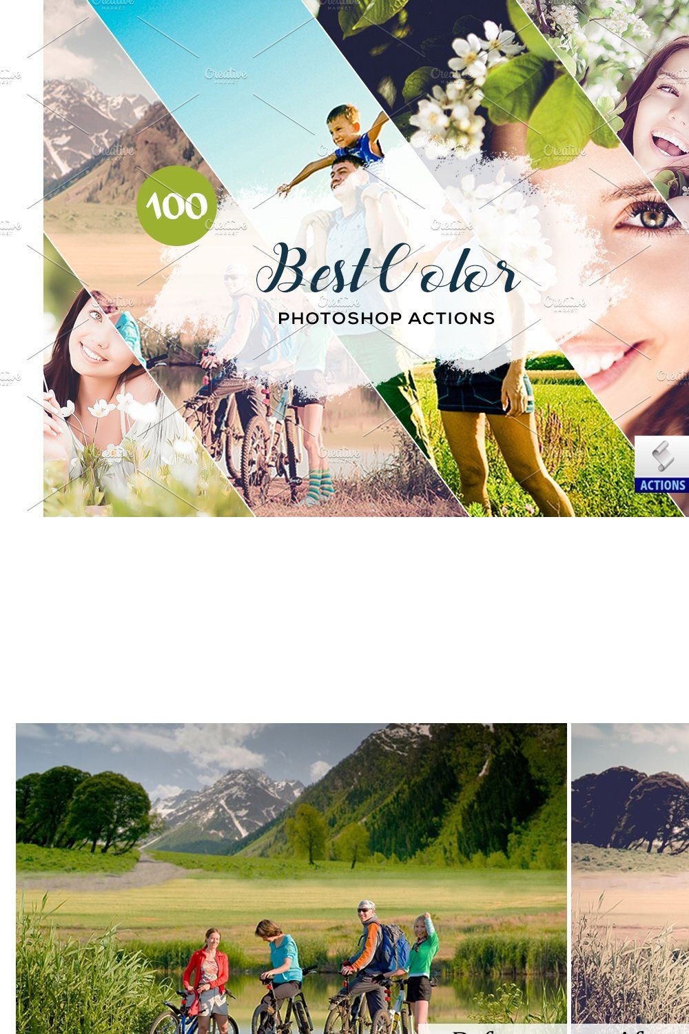 100 Best Color Photoshop Actions pinterest preview image.