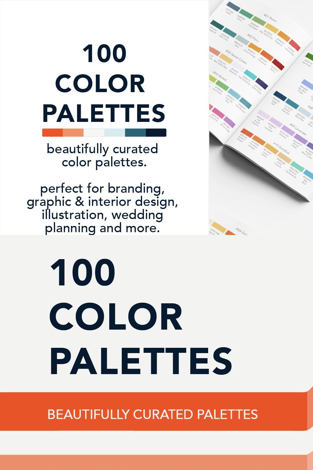 100 Color Palettes for Branding pinterest preview image.