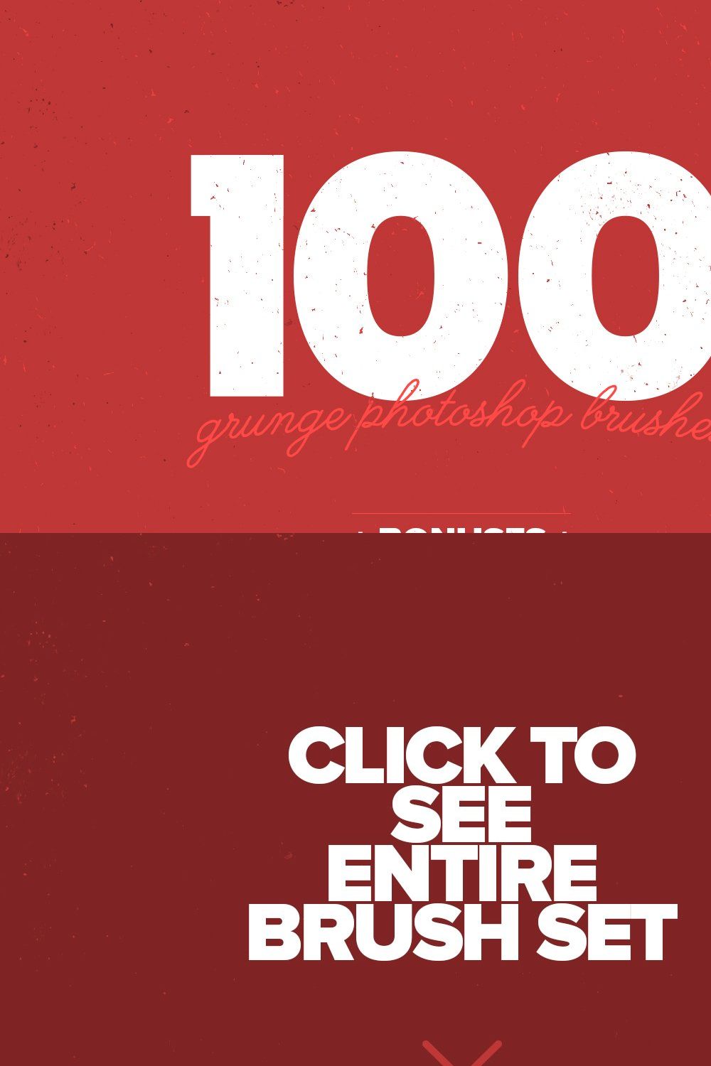 100 Grunge PS Brushes + Bonuses pinterest preview image.