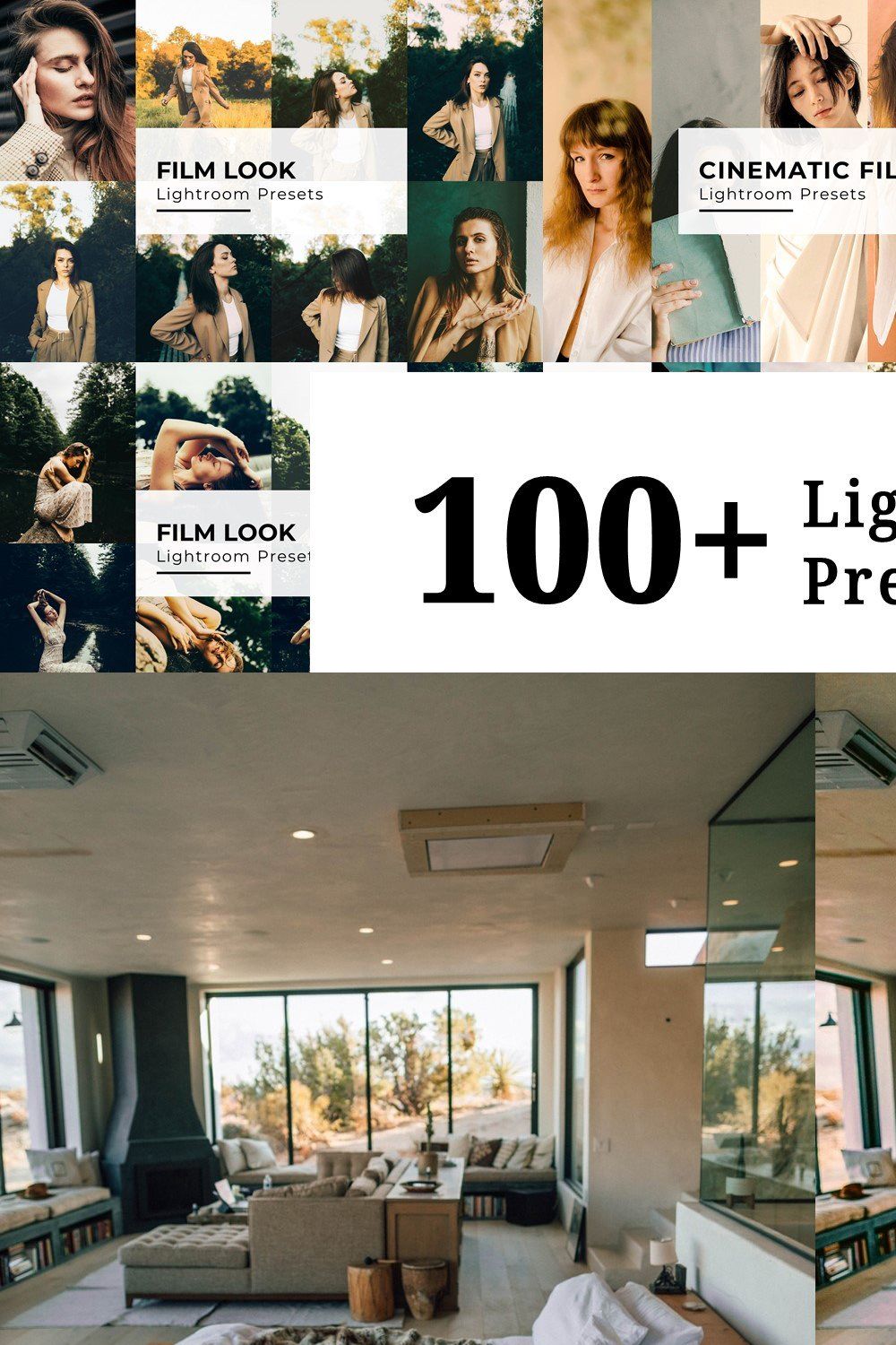 100+ Lightroom Presets Bundle pinterest preview image.