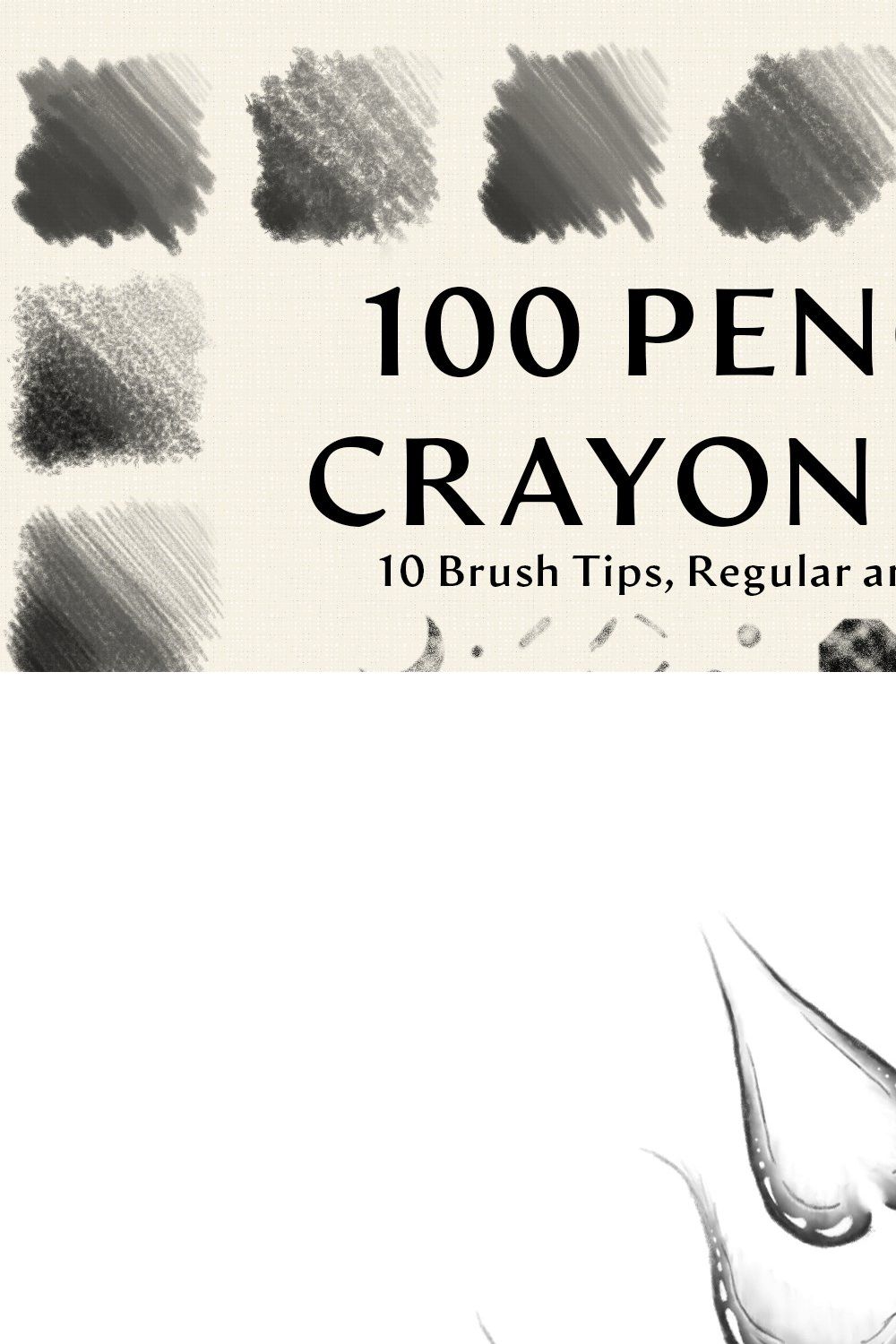 100 Pencil and Crayon Brushes pinterest preview image.