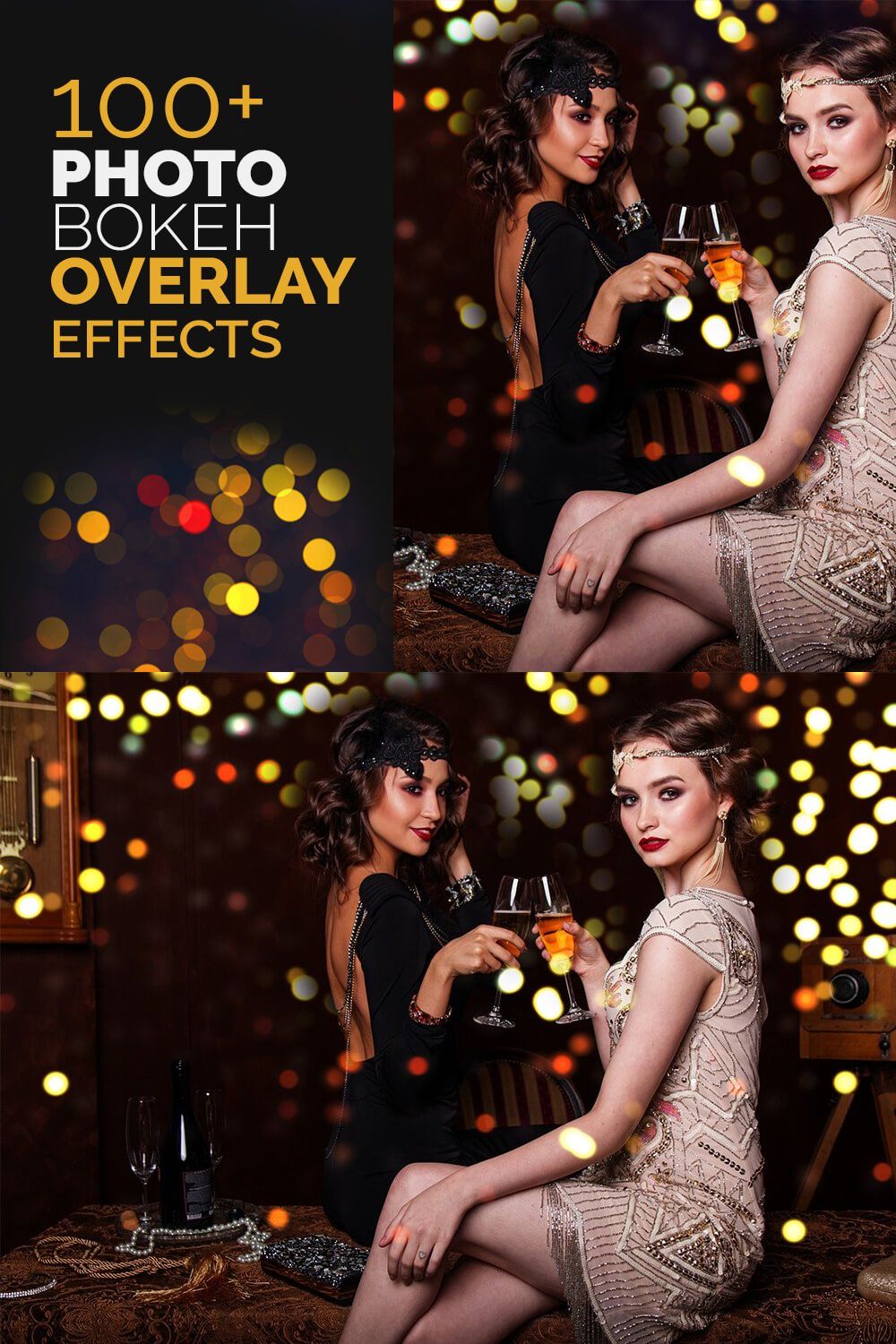 100+ Photo Bokeh Overlays Bundle pinterest preview image.