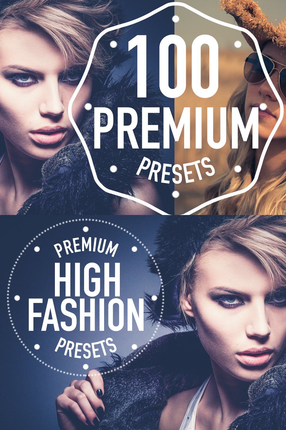 100 Premium Presets - Super Bundle pinterest preview image.