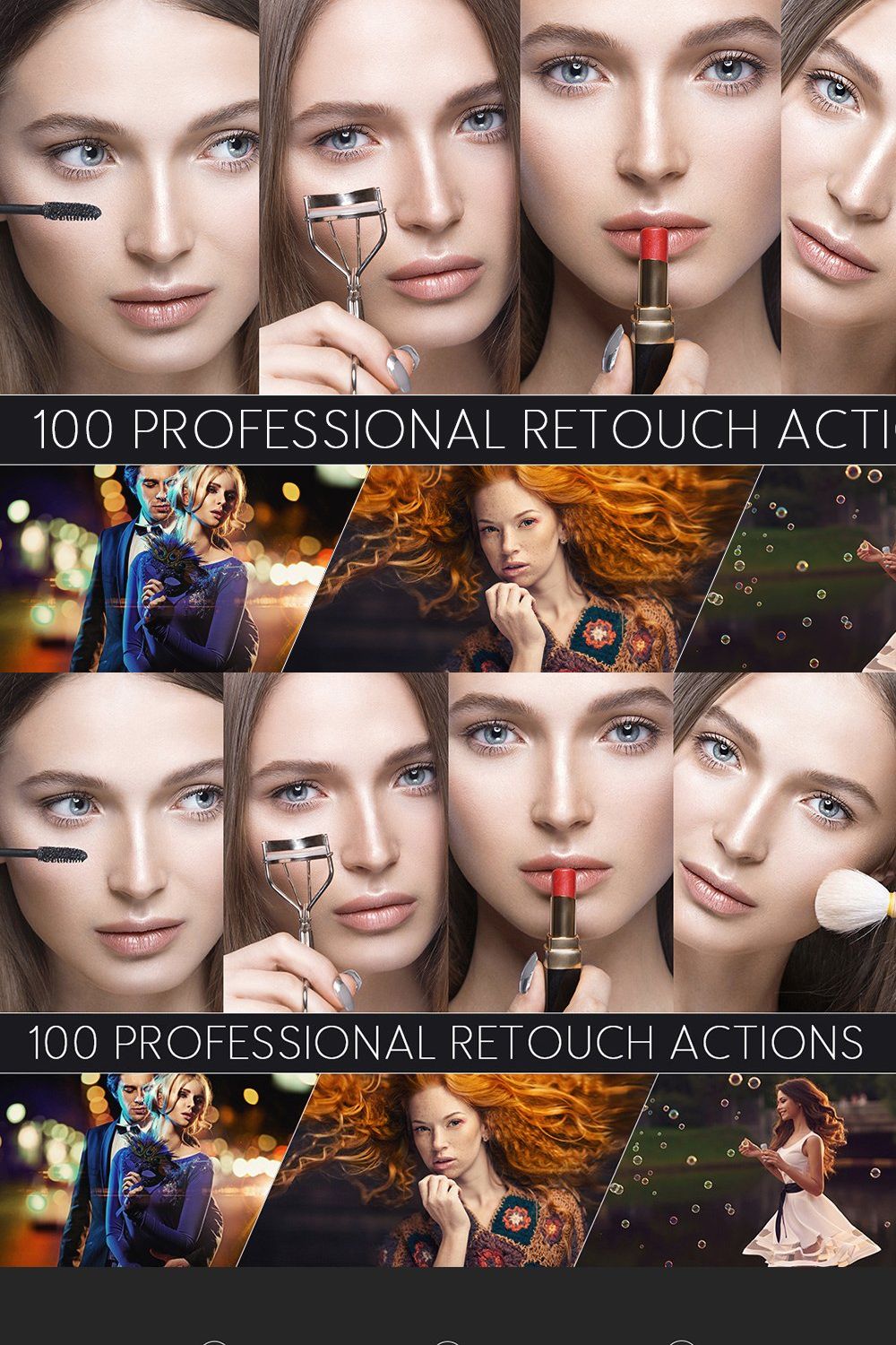 100 Professional Retouch Actions pinterest preview image.