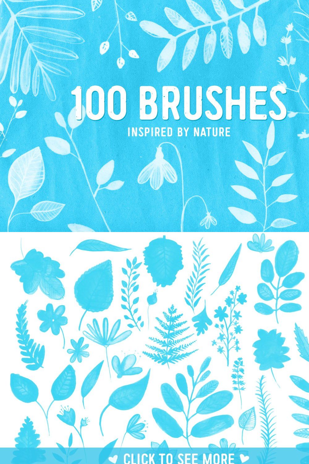 100 PS nature brushes pinterest preview image.