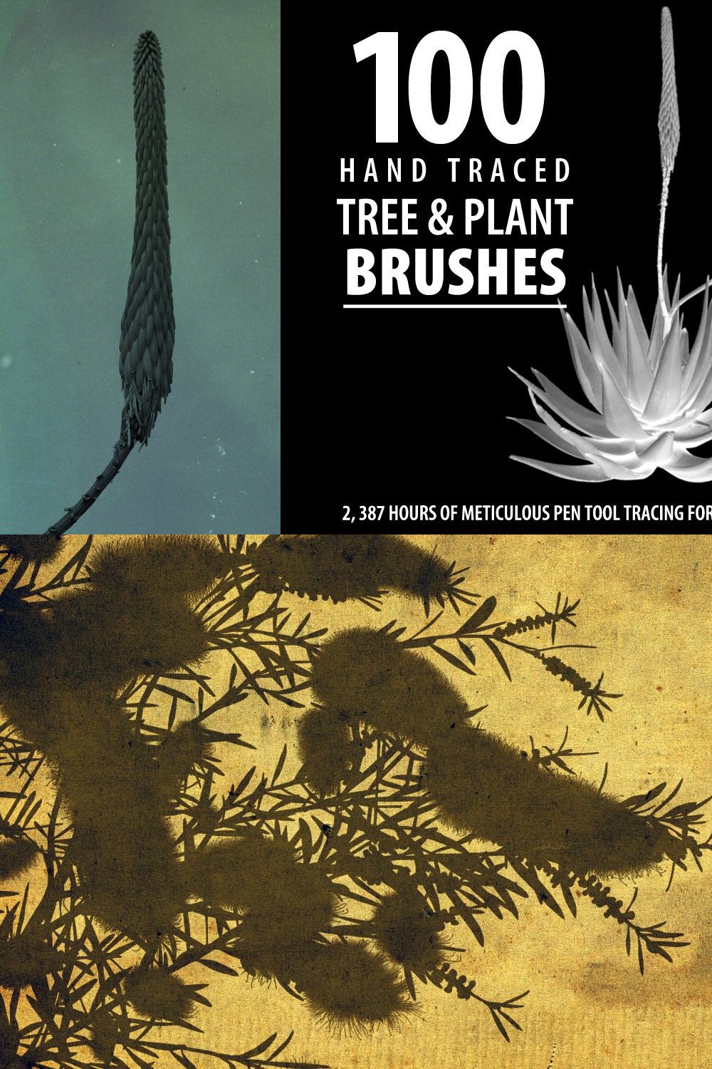100 Tree and Plant Brushes pinterest preview image.