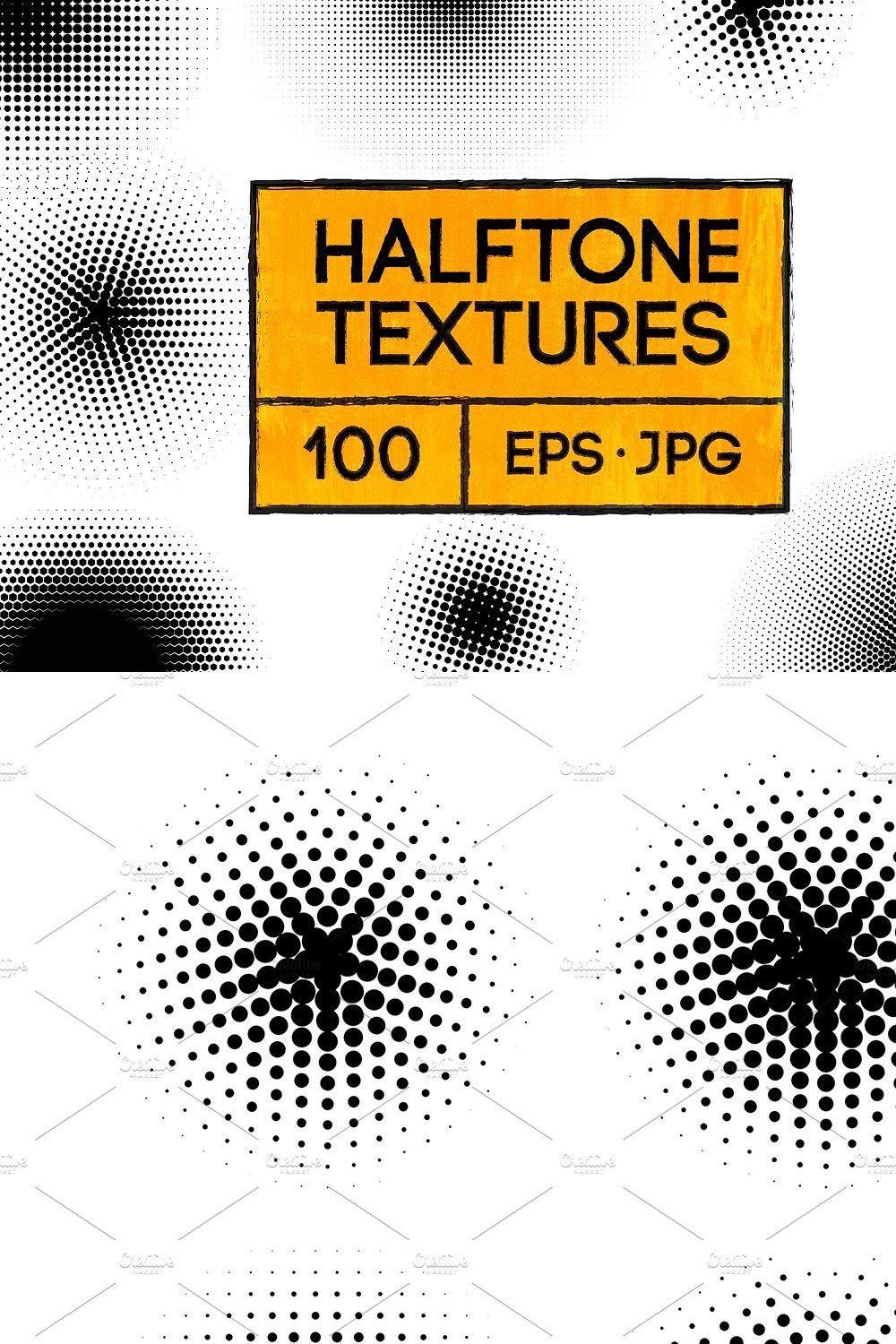 100 Vector Halftone Textures pinterest preview image.
