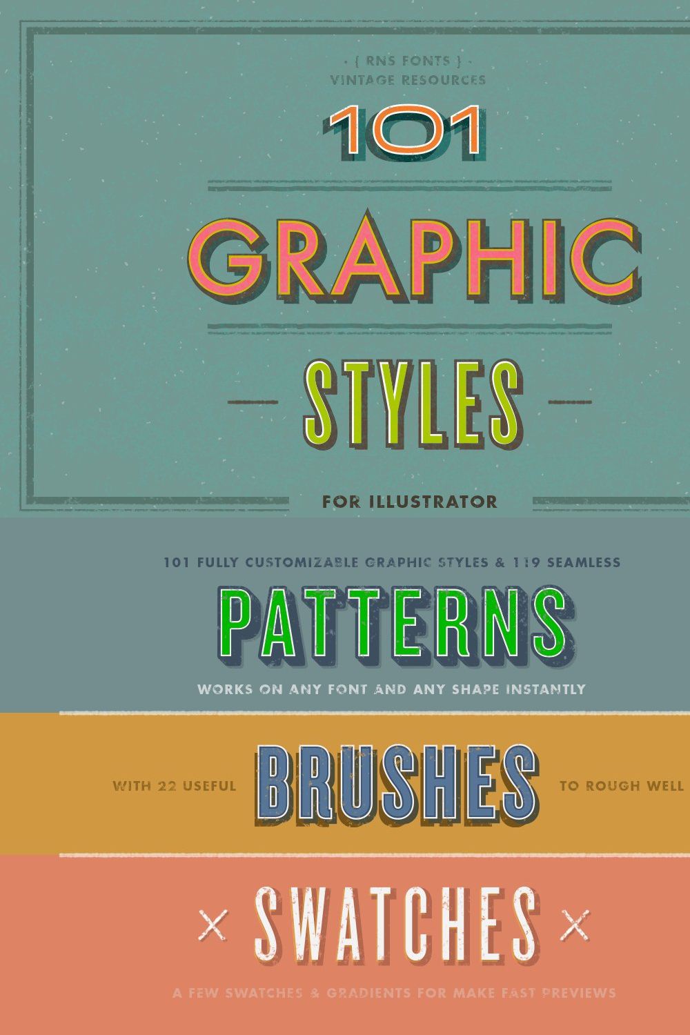 101 Graphic Styles for AI pinterest preview image.