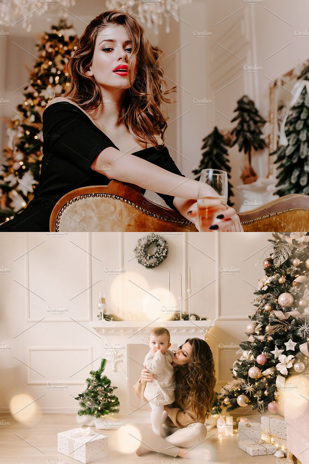 10xGolden Christmas Lightroom Preset pinterest preview image.