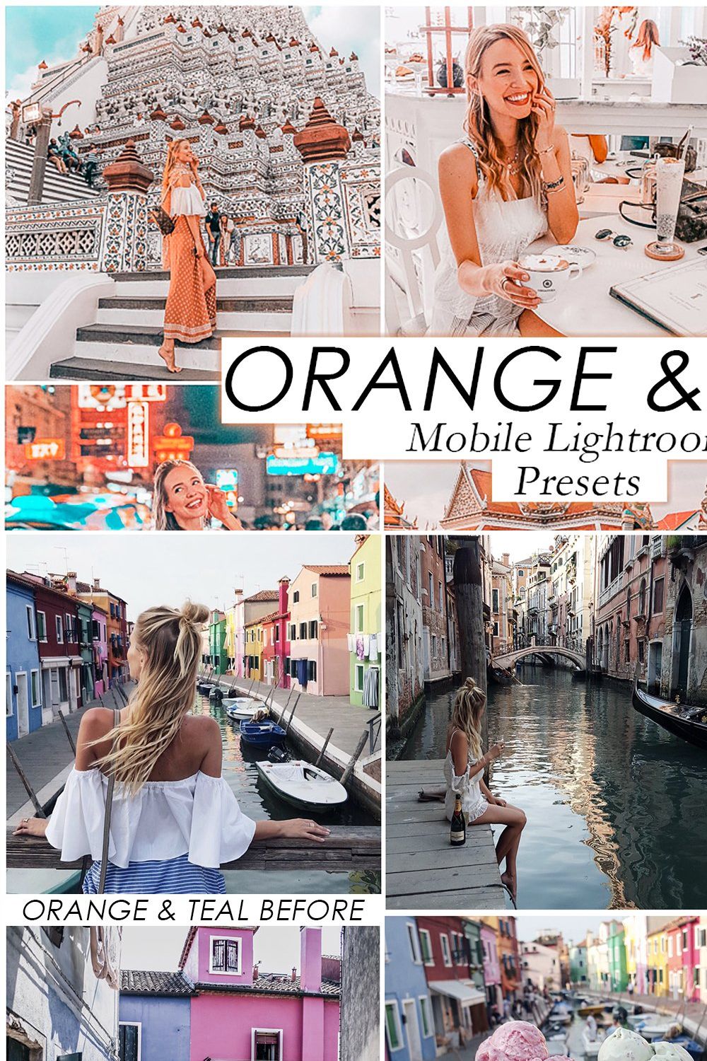 11 Orange & Teal Mobile Lightroom pinterest preview image.