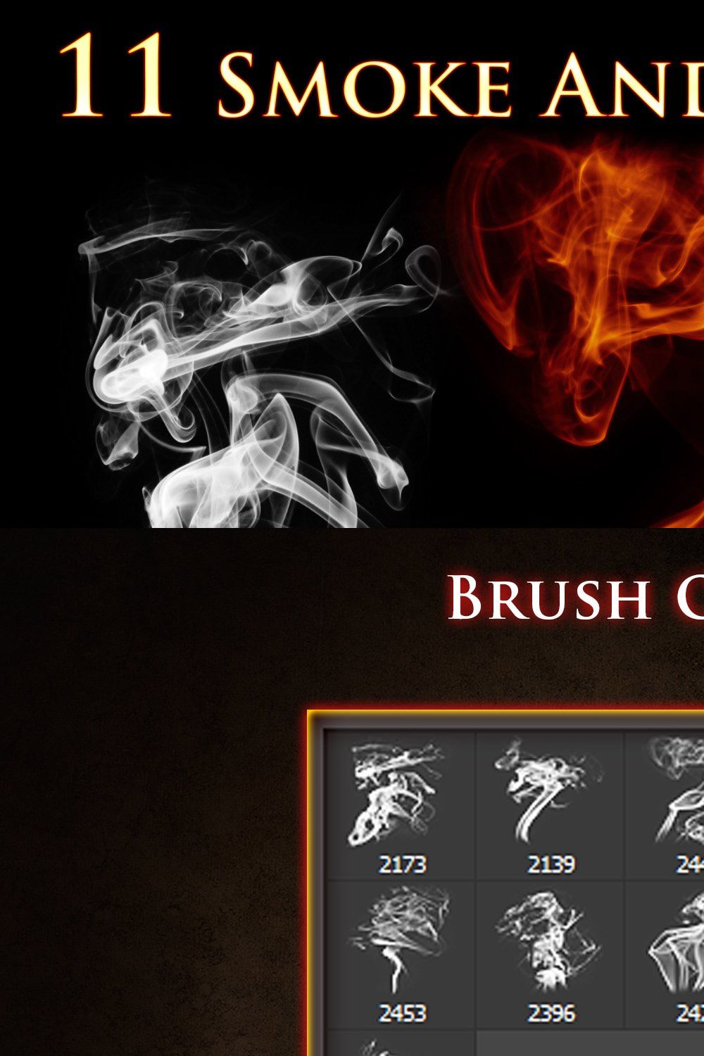 11 Smoke and Fire Brushes pinterest preview image.