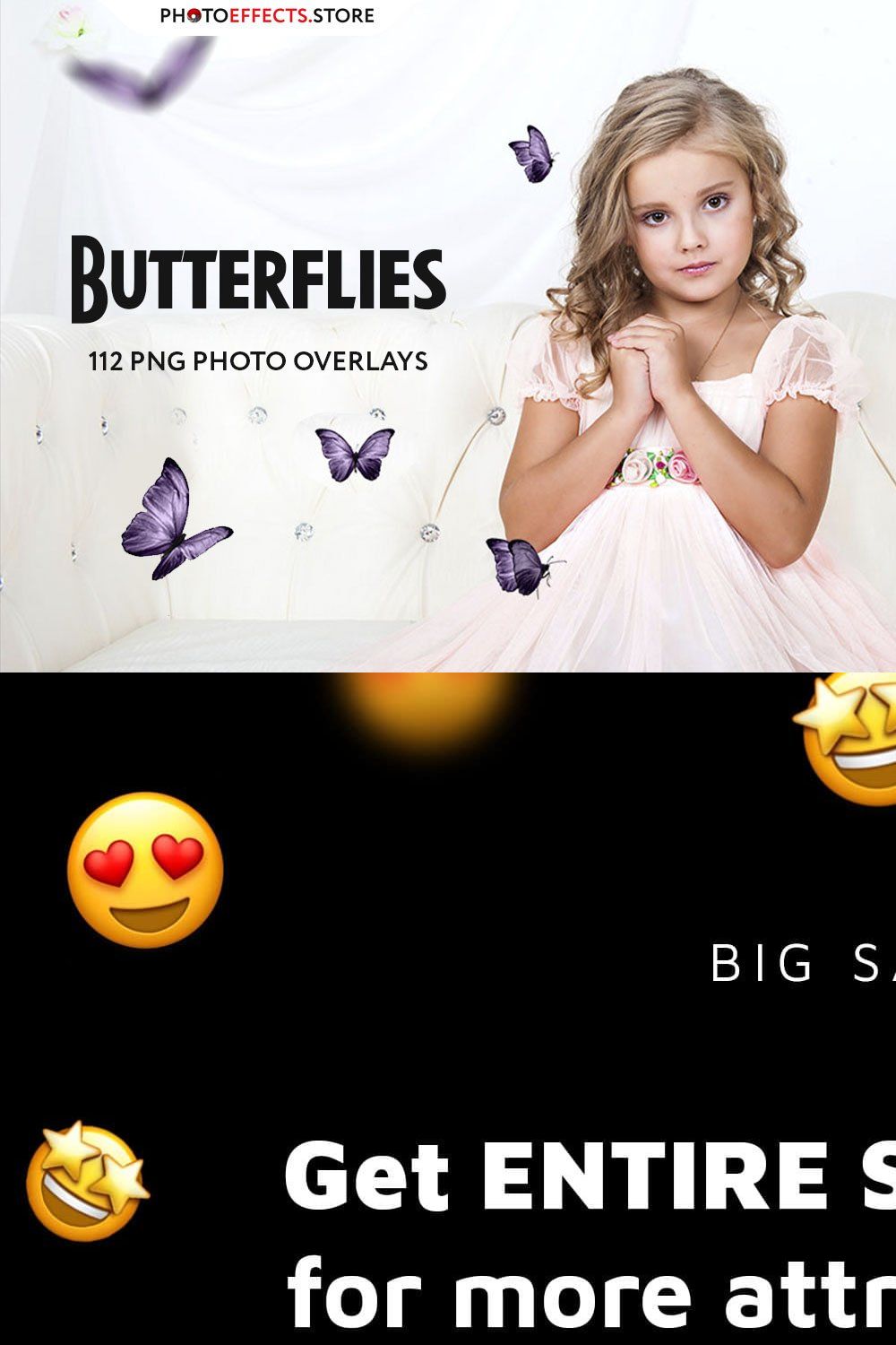 112 Butterfly Photo Overlays  2.0 pinterest preview image.