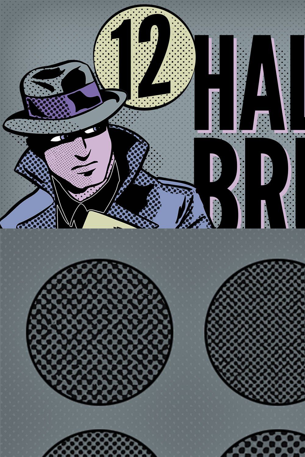 12 Halftone Texture Brushes pinterest preview image.