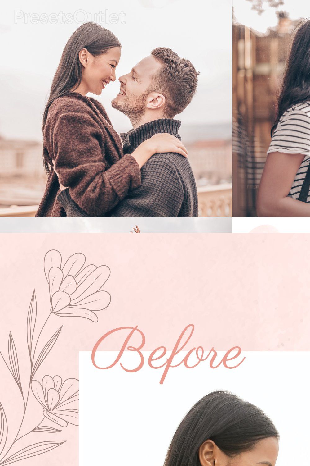 12 Peach Tones Lightroom Presets pinterest preview image.